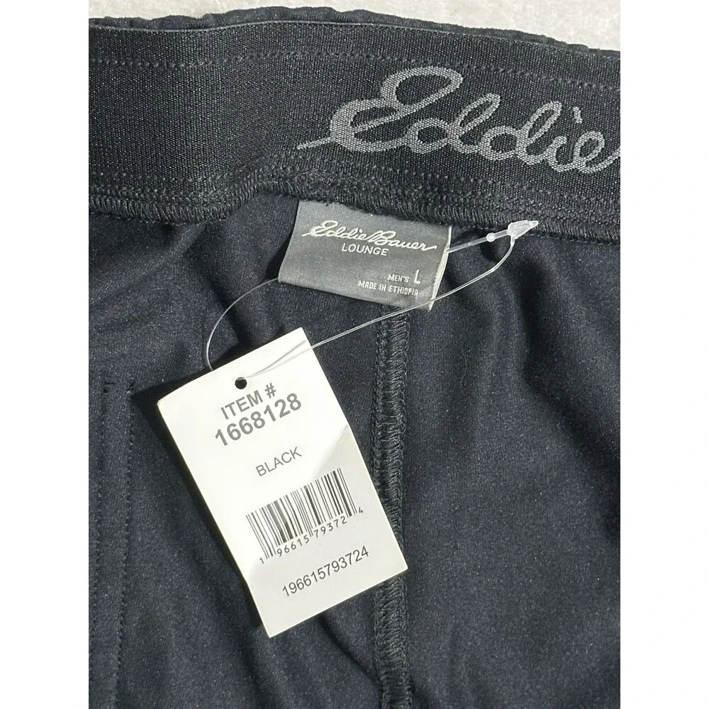 Eddie Bauer 1668128 Mens Large Black Lounge Shorts Athletic Pajama Gym Comfort